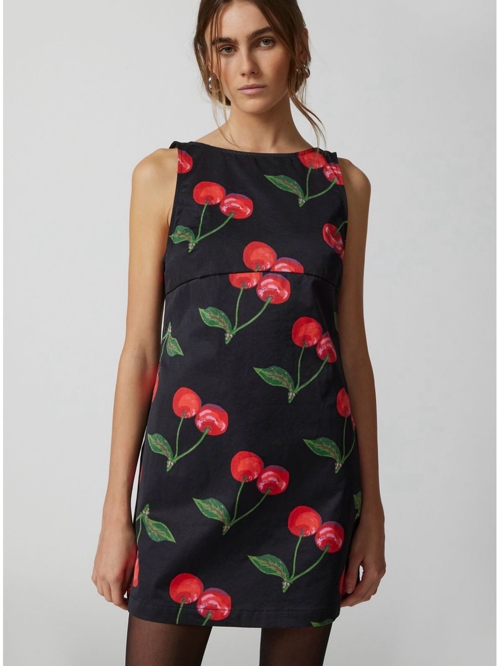 Urban Outfitters Black Mini Dress with Red Cherry Print